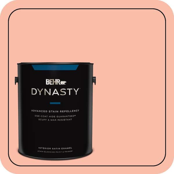 BEHR DYNASTY 1 gal. #200A-3 Blushing Apricot Satin Enamel Interior Stain-Blocking Paint and Primer