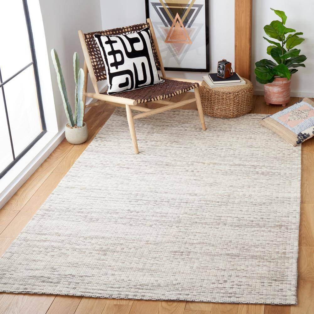 Gray Abstract Wool Flat Woven 8' x 10' Area Rug