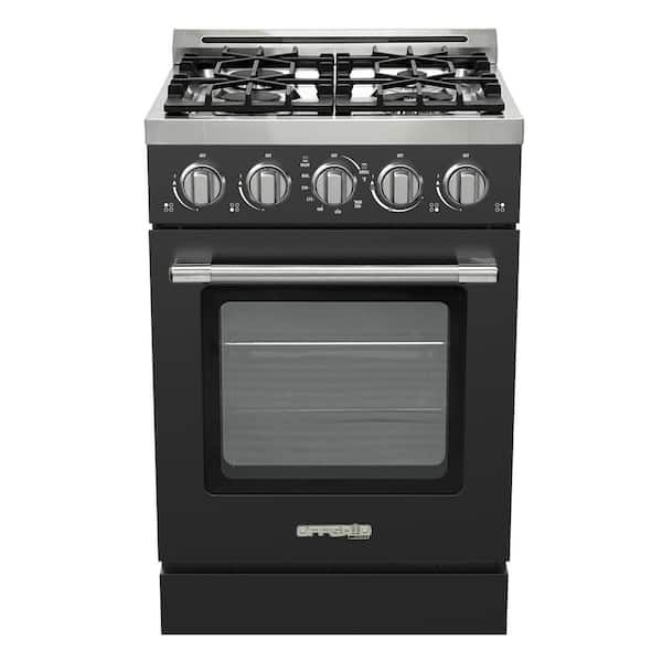 Off-Grid 24 in. 4-Burner Waist High Broiler Propane Range in Black