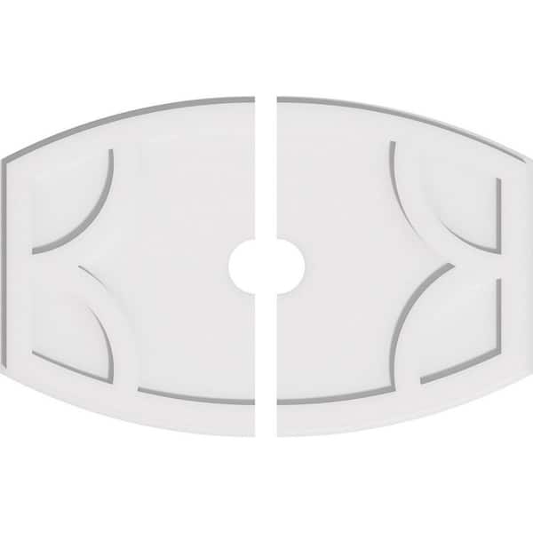 Ekena Millwork 28 in. W x 18-5/8 in. H x 3 in. ID x 1 in. P Kailey Architectural Grade PVC Contemporary Ceiling Medallion (2-Piece)