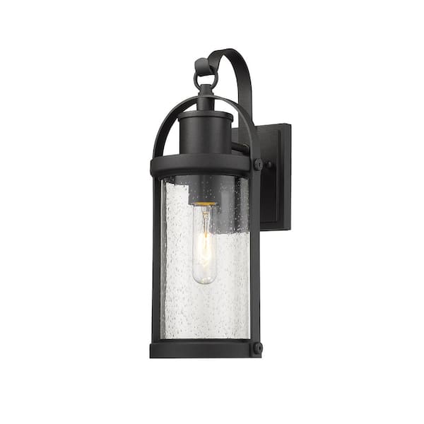 Unbranded Roundhouse Black Outdoor Hardwired Lantern Wall Sconce with No Bulbs Included
