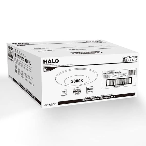 HLCE 6 in. LED Surface Mount Disk Light 70-Watt Equivalent 900lm, 3000K, 18-Pack, Title 20 Compliant