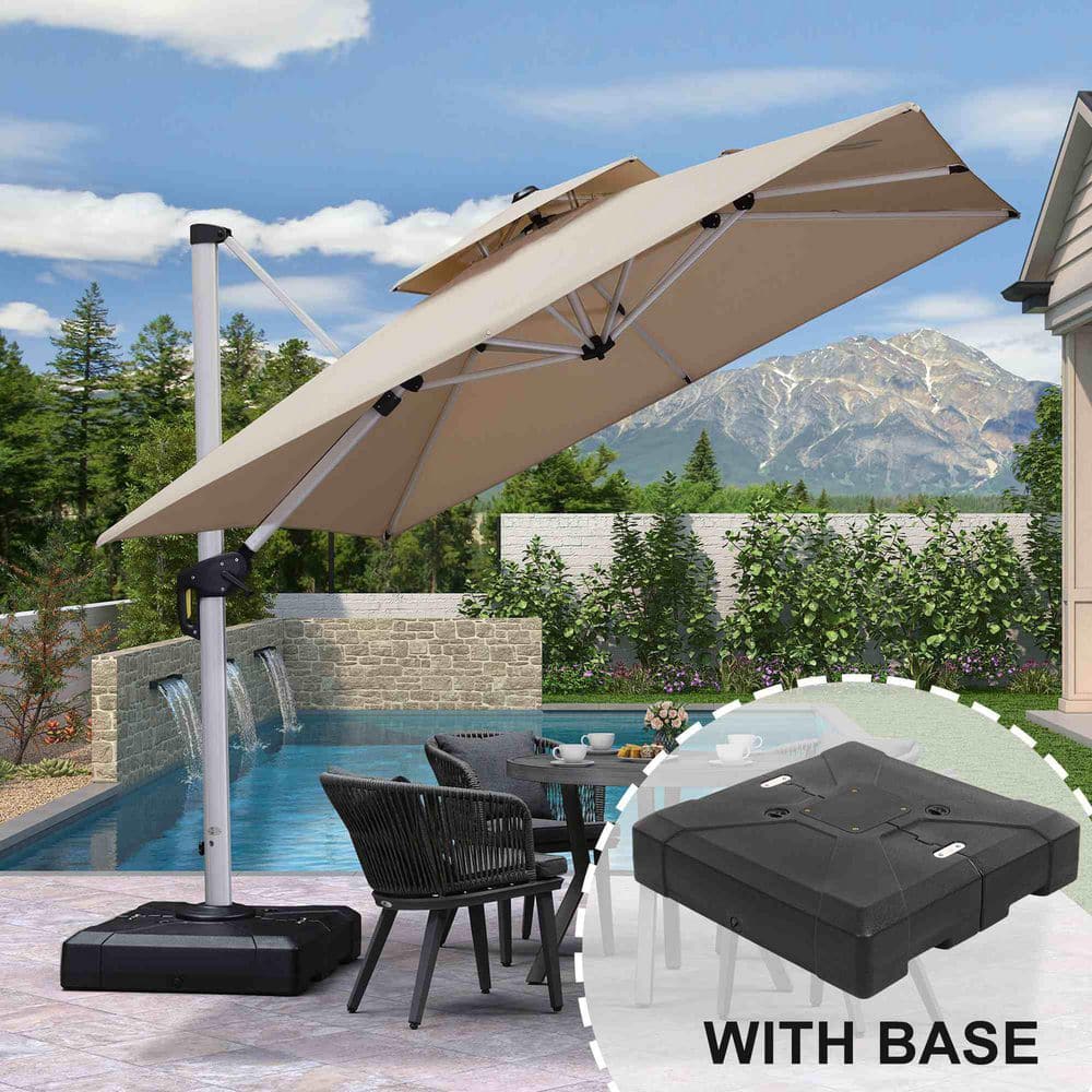 large patio umbrella with solar lights AreShark 15FT Lights, Double Sided Outdoor Table Umbrellas with Crank, Rectangular Market Umbrella for Porch, Lawn, Pool, Backyard, Navy : Patio, Lawn & Garden SKY9614:1452-0-0-0 3.65 m (12 ft.) Fabric:Forge 806 Class 5 | Lead Time 5 weeks The 100% polyester canopy