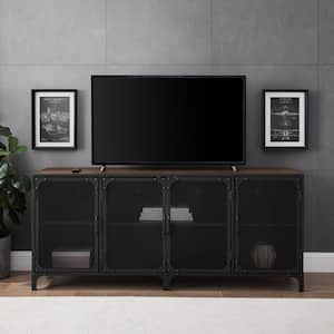 60 in. Dark Walnut Composite TV Stand Fits TVs Up to 66 in. with Storage Doors