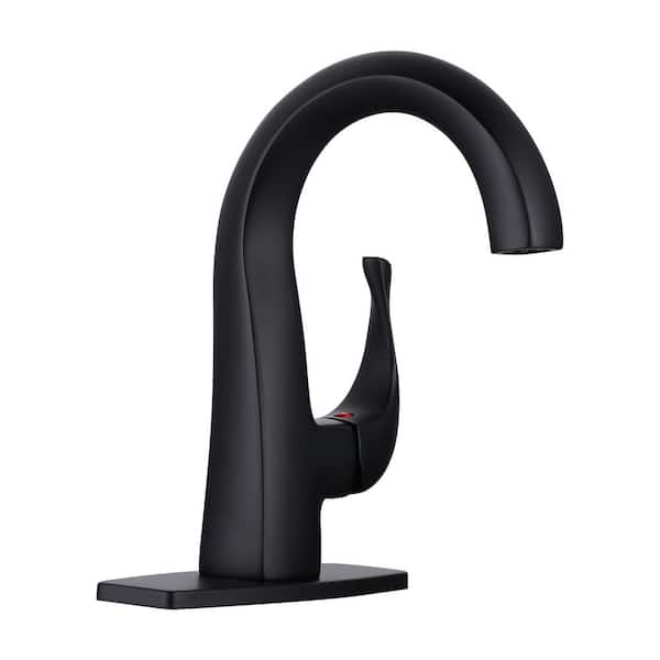 AVITAS Single Handle Bathroom Faucet with Deckplate Included in Matte Black