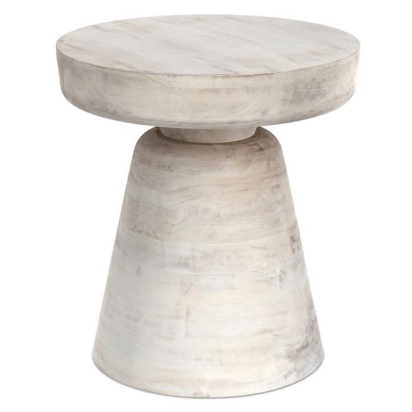 Robbie 16 in. W Distressed White Wash Accent Table