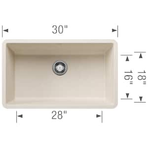 Precis Silgranit 30 in. Undermount Single Bowl Soft White Granite Composite Kitchen Sink