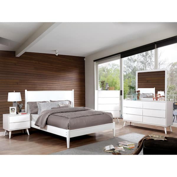 Mackie Modern White Wood Frame King Platform Bed