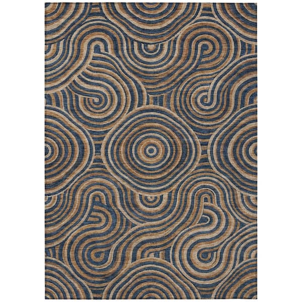 Chantille Machine Washable Indoor/Outdoor Abstract ACN3032 Charcoal 8 ft. x 10 ft. Area Rug