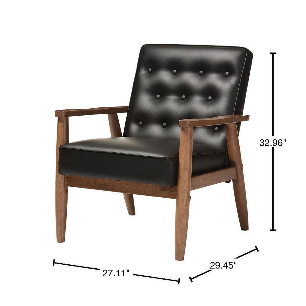 Sorrento 30" Modern Black Faux Leather Accent Chair