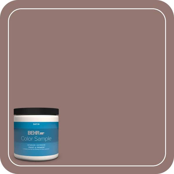 BEHR PREMIUM PLUS 8 oz. #710B-5 Milk Chocolate Satin Enamel Interior/Exterior Paint & Primer Color Sample