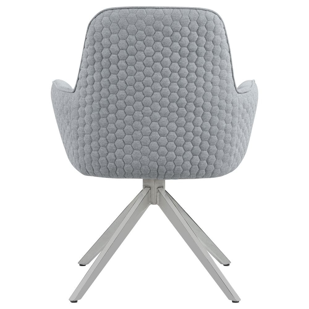 Gray Upholstered Swivel Side Chair with Chrome Legs