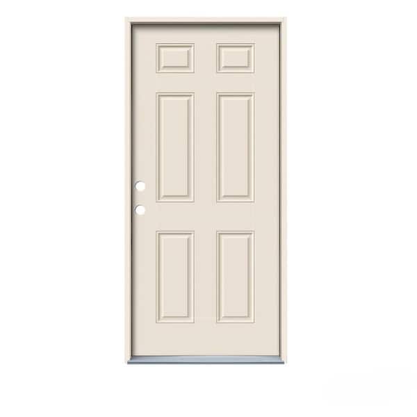 JELD-WEN 32 in. x 80 in. 6-Panel Primed Fiberglass Prehung Right-Hand Inswing Front Door