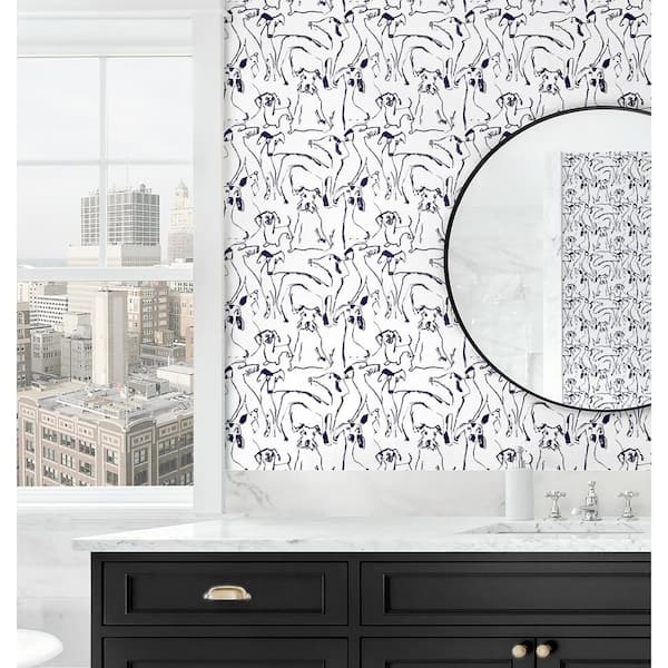 Dog Doodle Ink Vinyl Peel and Stick Wallpaper Roll (Covers 30.75 sq. ft.)