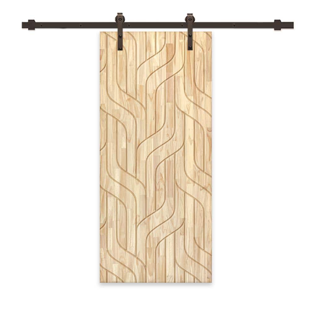 36 in. x 80 in. Natural Pine Wood Unfinished Interior Sliding Barn Door with Hardware Kit price history on PriceWatchPro