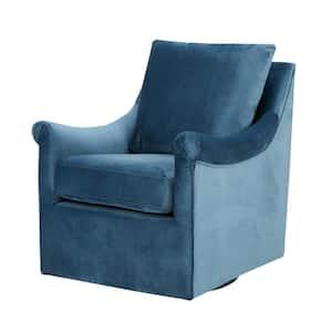 Morton Blue Velvet Fabric Swivel Chair