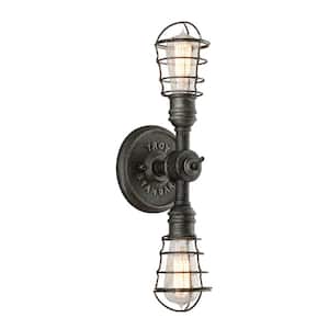 Conduit 2-Light Old Silver Wall Sconce