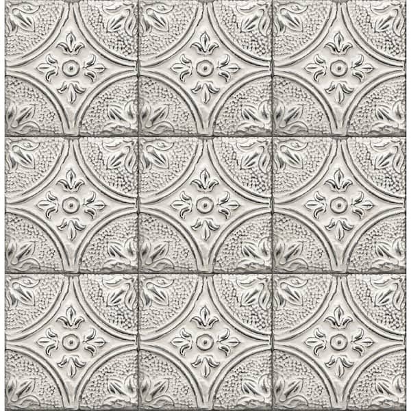 A-Street Prints Cornelius White Tin Ceiling Tile White Wallpaper Sample