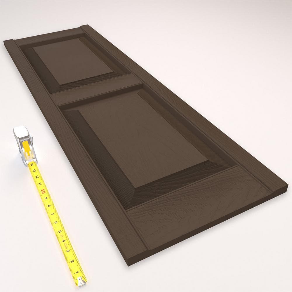 French Roast Vinyl Raised Panel Decorative Shutters, 12" x 59"