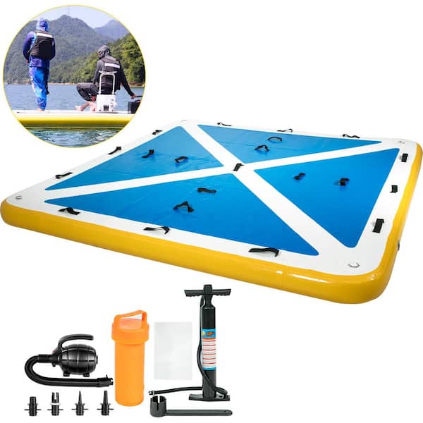 VEVOR Inflatable Floating Dock 8 x 8 ft. Inflatable Dock Platform with Electric Air Pump Inflatable Swim Platform 5-6 People