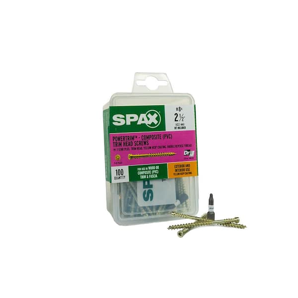SPAX #8 x 2-1/2 in. T-Star Plus Cylindric Head Trim Yellow Zinc DoubleLok Thread Screw (100 per Box)