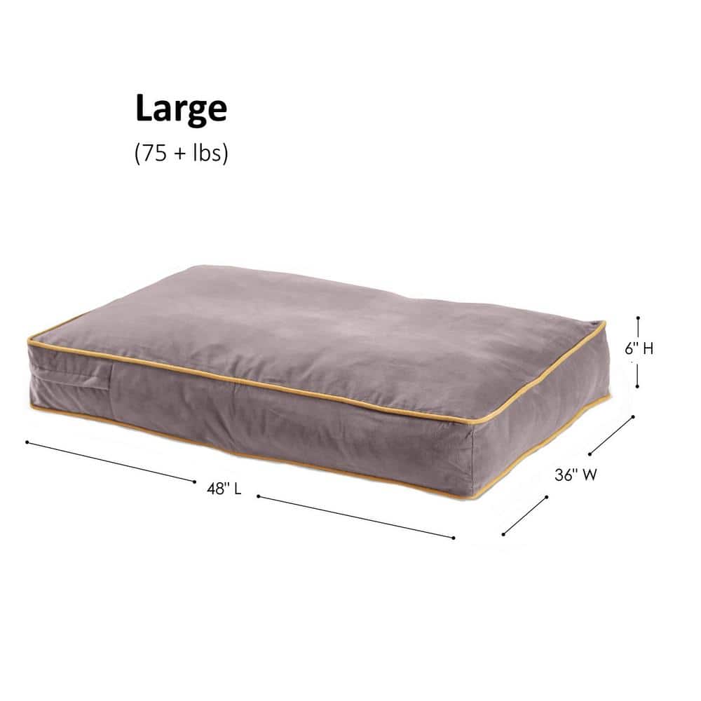 Large Smoke Gray Microfiber Pillow Style Dog Bed