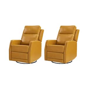 Coral Classic Mustard Upholstered Rocker Wingback Swivel Recliner with Metal Base (Set of 2)