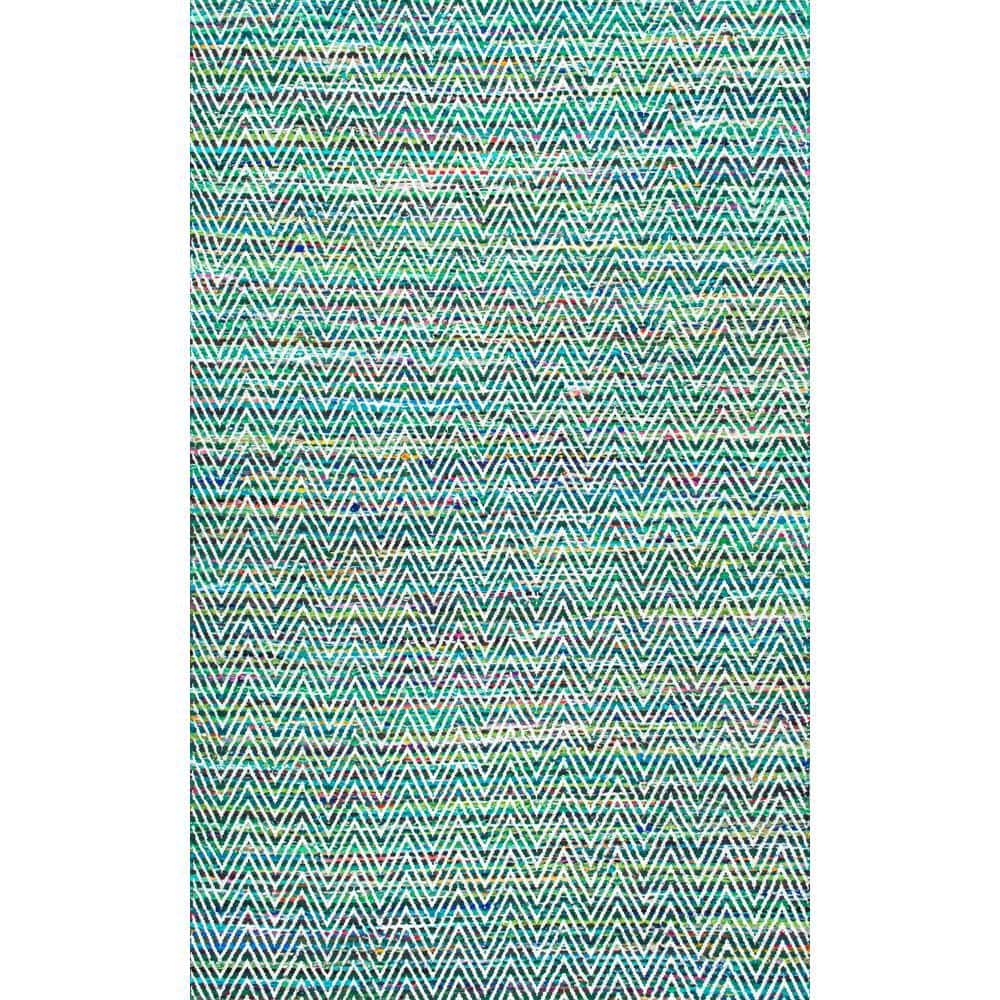 Handmade Easy Care Tufted Green Cotton Blend Area Rug