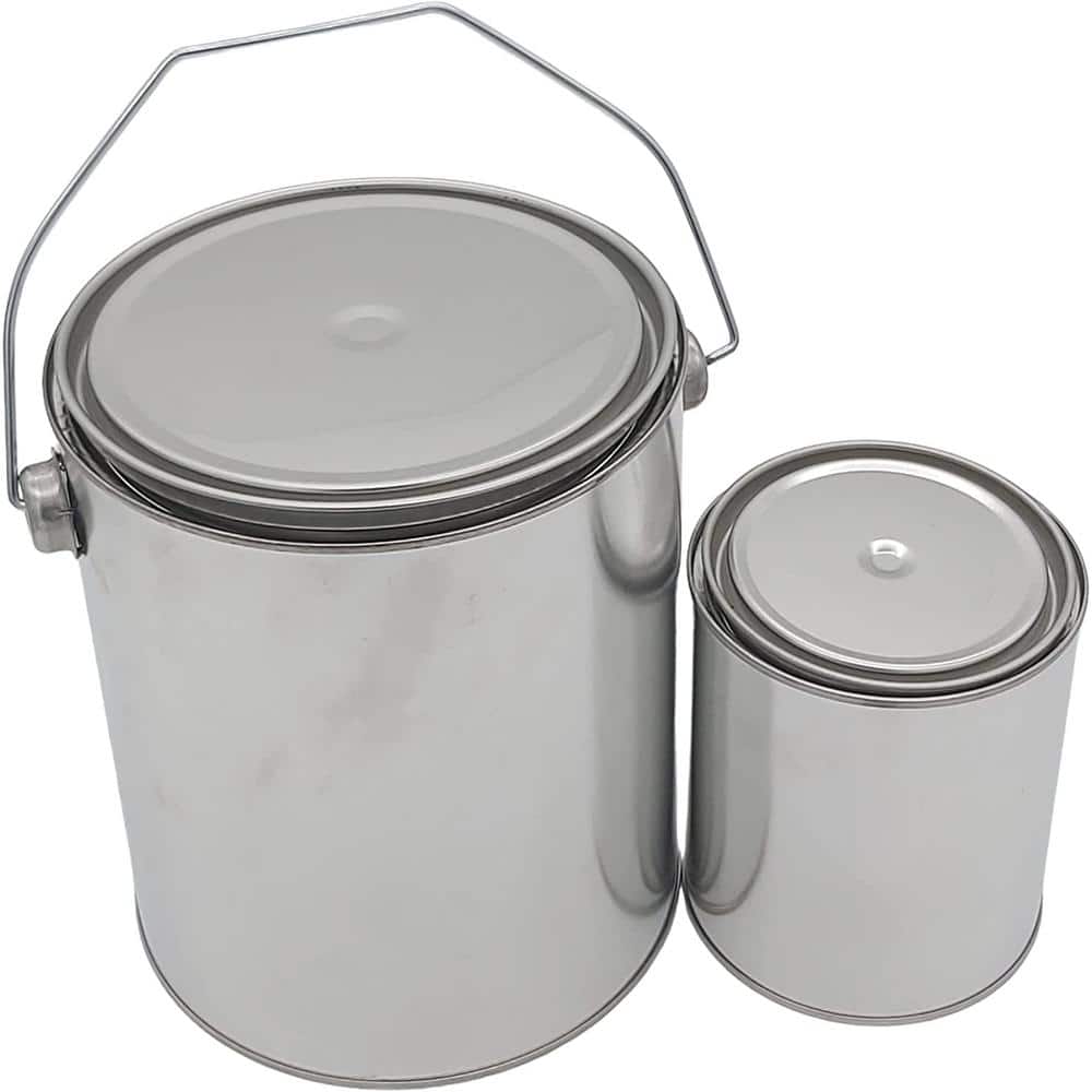 Dyiom 1 Gallon Silver Paint Bucket, 1 gallon and 1 quart size paint cans  with Lid and Handle(Combo 2 Pack) B09FKNK2MG - The Home Depot