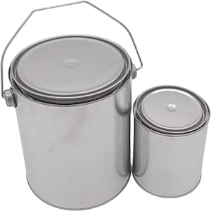 1 Gallon Silver Paint Bucket, 1 gallon and 1 quart size paint cans with Lid and Handle(Combo 2 Pack)