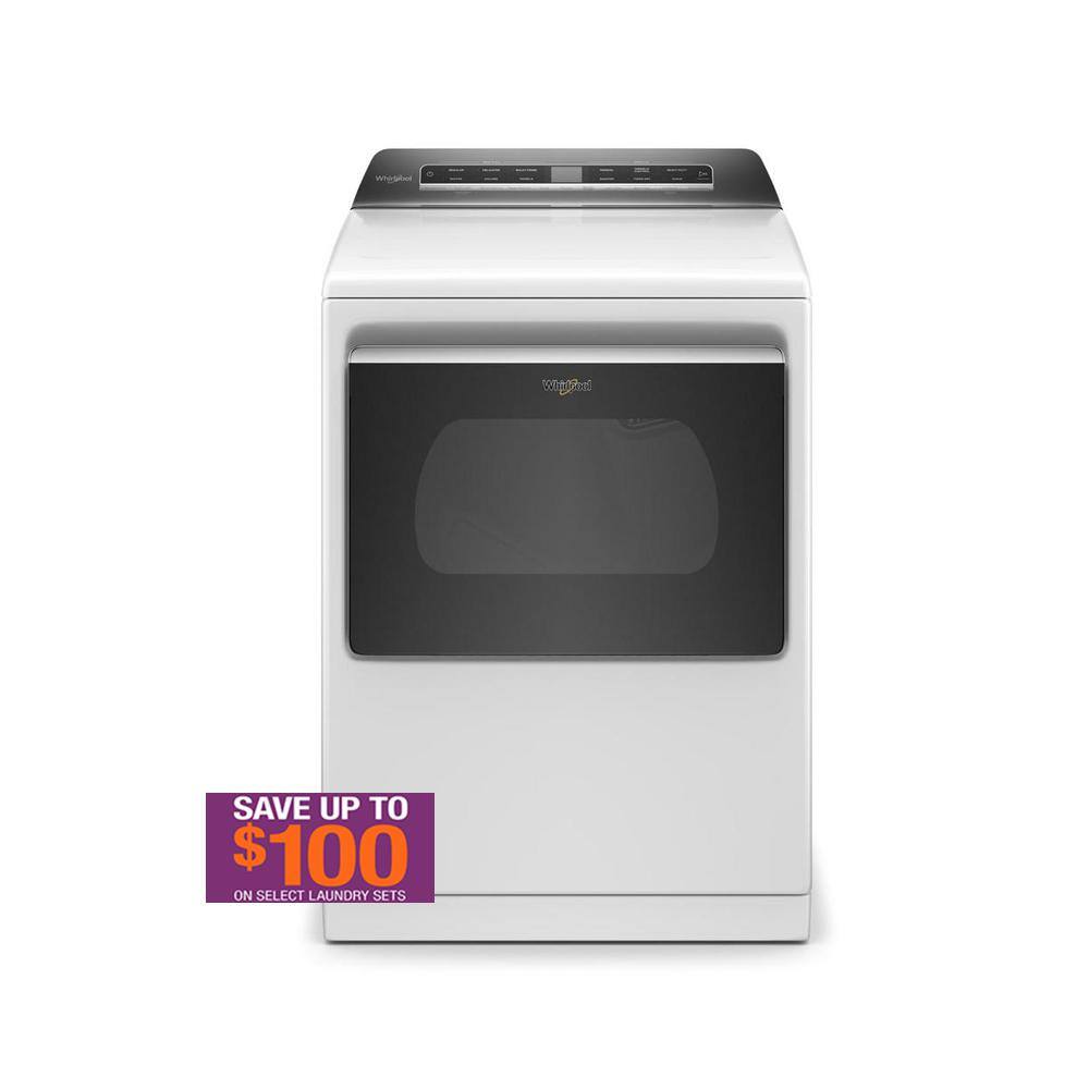 Whirlpool 7.4 cu. ft. White Electric Dryer with Steam and Advanced Moisture Sensing Technology, ENERGY STAR