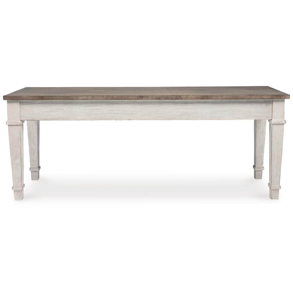 Skempton Two-Tone Transitional Storage Bench, 48" White & Light Brown