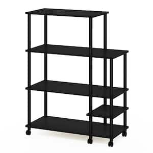 Turn-N-Tube 4-Tier Americano and Black Kitchen Wide Storage Shelf Cart with Casters