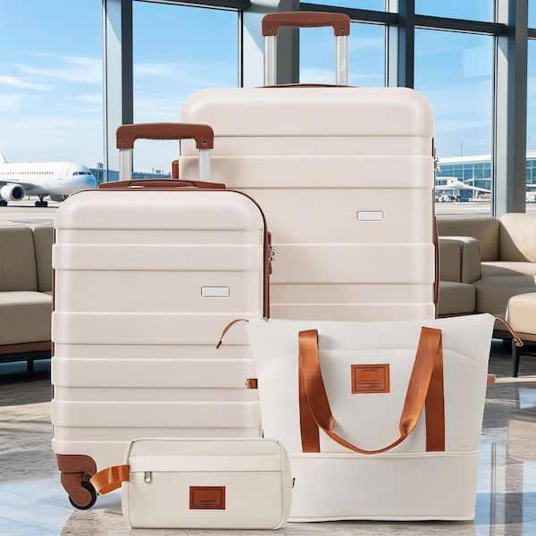 AKG LC81 MD beige ケース付き LIVACA 4-Piece Ivory ABS Plastic Hardside Luggage Set with TSA
