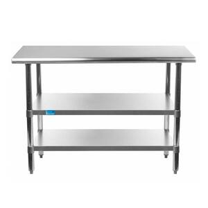 18 in. x 30 in. Stainless Steel Kitchen Utility Table with 2 Adjustable Shelves Metal Prep Table