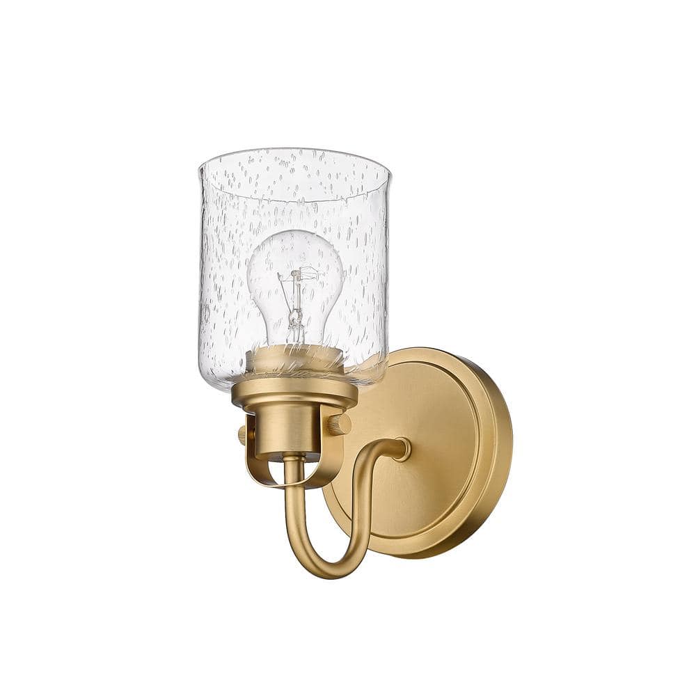 Heirloom Gold Dimmable Wall Sconce with Seeded Glass Shade