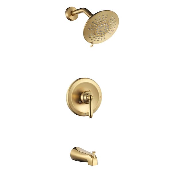AVITAS Single Handle Round 5-Spray Tub and Shower Faucet 2.2 GPM in Brushed Gold Valve Included
