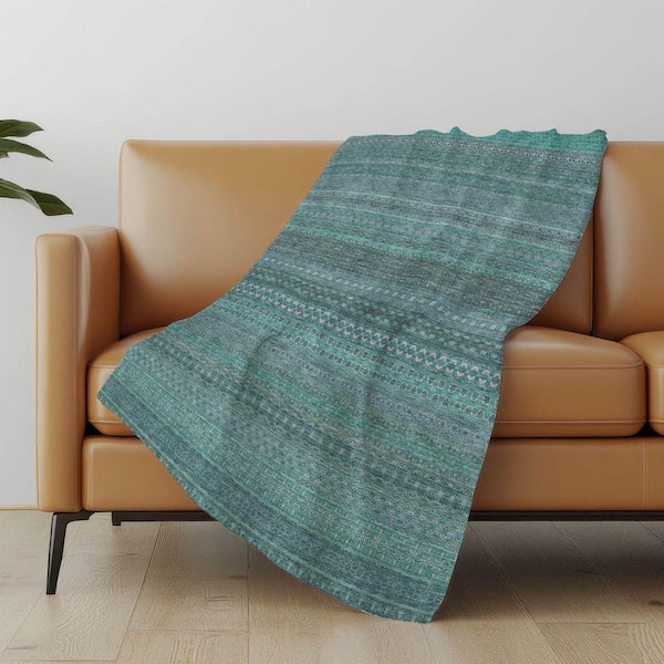 Premium Machine Washable ASB527 Turquoise 50 in. x 70 in. Sherpa Throw Blanket