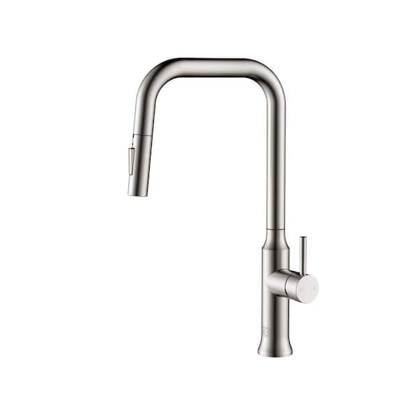 Unbranded Timeless Home Brushed Nickel 17.5 in. Single Handle Pull Down Sprayer Kitchen Faucet with 360 Degree Spout Swivel