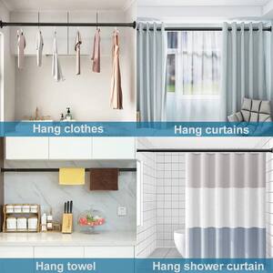 43.3 in. Expandable Clothes Wardrobe Rail Telescopic Tension Window Shower Curtain Rod in Black
