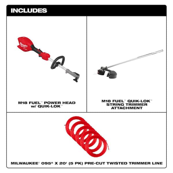 M18 FUEL 18V 16 in. Brushless Cordless String Trimmer w/ QUIK-LOK Capability & .095" x 20' Pre -Cut Trimmer Line 5-Pack