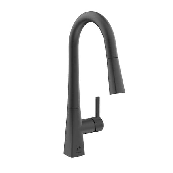 KEENEY Belanger Single Handle Pull Down Sprayer Kitchen Faucet with Swivel Spout in Black Stainless Steel