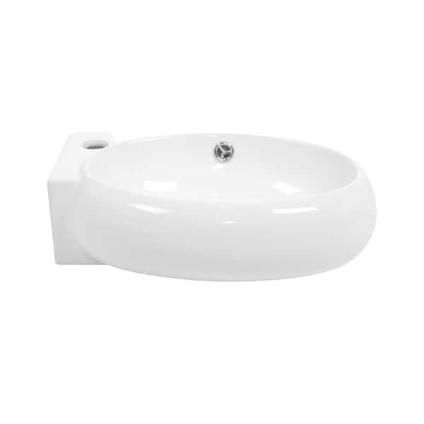 Yunus 5 in. Wall-Mounted Rectangle Bathroom Sink in White Ceramic