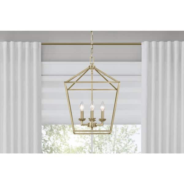 Home Decorators Collection Weyburn 6-Light Brushed Brass Farmhouse Chandelier Light Fixture with Caged Metal Shade