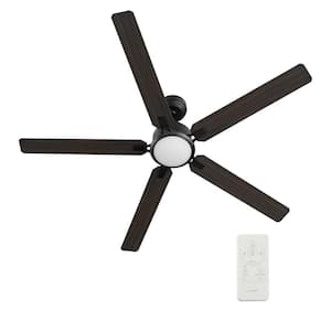 Byrness 60 in. Color Changing Integrated LED Indoor Black 10-Speed DC Ceiling Fan with Light Kit/Remote Control