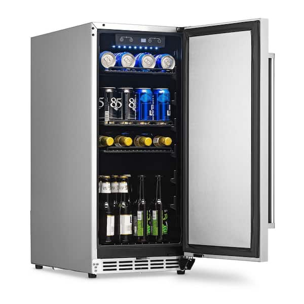 Newair 100 Can Beverage Fridge with Glass Door, Small Freestanding Mini  Fridge in Stainless Steel, Perfect for Beer, Snacks or Soda