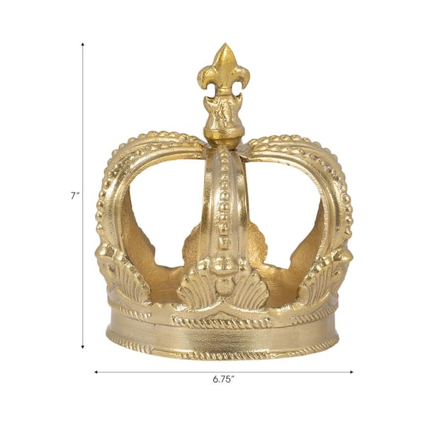 Liv & Skye 6.25 in. x 7 in. Gold Metal Decorative Embossed Crown