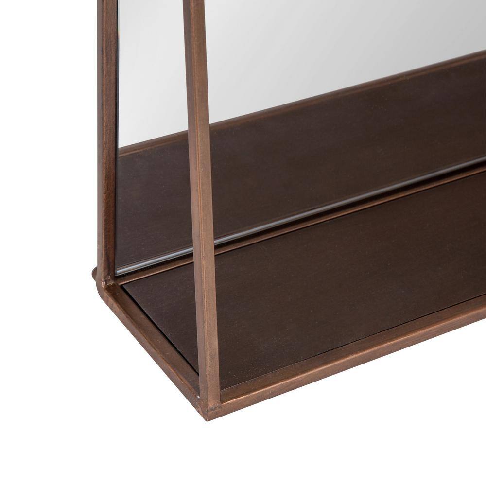 Bronze Rectangular Metal Framed Vanity Mirror with Shelf