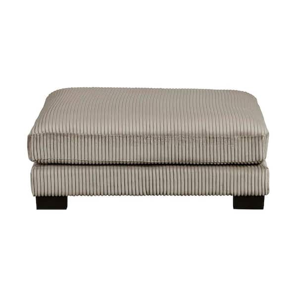 Acme Furniture Bois Gray Velvet Velvet Square Accent Ottoman