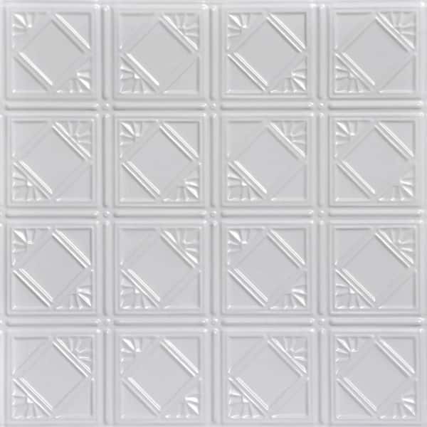 FROM PLAIN TO BEAUTIFUL IN HOURS Carnivale White 2 ft. x 2 ft. Decorative Nail Up Tin Ceiling Tile (24 sq. ft./case)
